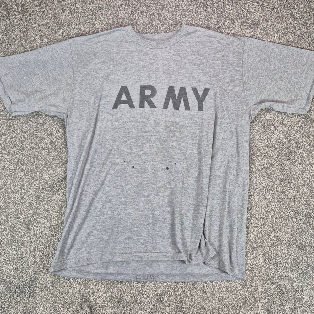 Vintage Army T-Shirt Mens Large Gray PT Training Single Stitch Short Sleeve Tee